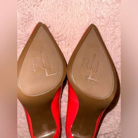 Lauren Ralph Lauren Bright red pointed toe stiletto heels 8.5 like new - Picture 13 of 16